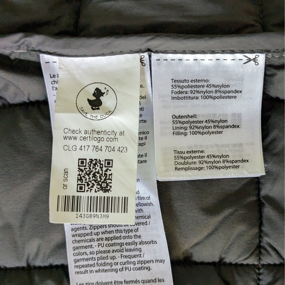 Save the Duck Mens XL Stretch Puffer Vest Grey Plumtech Quilted - Picture 4 of 7